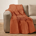 Velosso Super Chunky Waffle Plush Soft Blanket - Rust