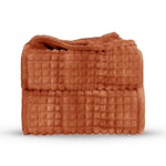 Velosso Super Chunky Waffle Plush Soft Blanket - Rust