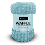 Velosso Super Chunky Waffle Plush Soft Blanket - Duck Egg