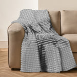 Velosso Super Chunky Waffle Plush Soft Blanket - Silver