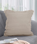 Velosso Luxury Waffle Fringed Shabby Chic 43cm x 43cm Cushion Cover - Beige