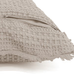 Velosso Luxury Waffle Fringed Shabby Chic 43cm x 43cm Cushion Cover - Beige