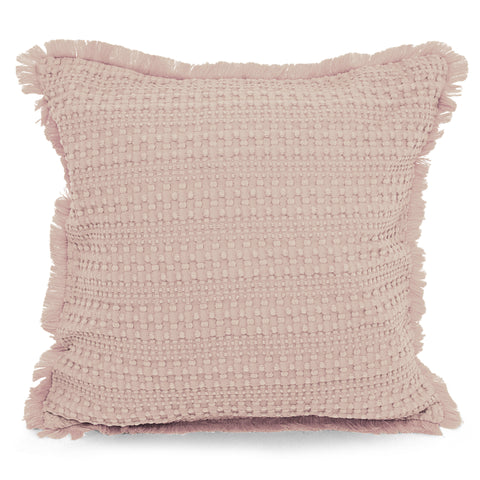 Velosso Luxury Waffle Fringed Shabby Chic 43cm x 43cm Cushion Cover - Pink