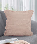 Velosso Luxury Waffle Fringed Shabby Chic 43cm x 43cm Cushion Cover - Pink