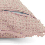 Velosso Luxury Waffle Fringed Shabby Chic 43cm x 43cm Cushion Cover - Pink