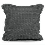 Velosso Luxury Waffle Fringed Shabby Chic 43cm x 43cm Cushion Cover - Charcoal