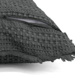 Velosso Luxury Waffle Fringed Shabby Chic 43cm x 43cm Cushion Cover - Charcoal