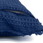 Velosso Luxury Waffle Fringed Shabby Chic 43cm x 43cm Cushion Cover - Navy