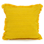 Velosso Luxury Waffle Fringed Shabby Chic 43cm x 43cm Cushion Cover - Ochre