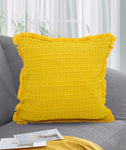 Velosso Luxury Waffle Fringed Shabby Chic 43cm x 43cm Cushion Cover - Ochre