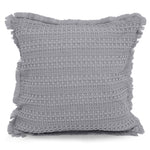 Velosso Luxury Waffle Fringed Shabby Chic 43cm x 43cm Cushion Cover - Grey