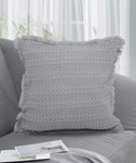 Velosso Luxury Waffle Fringed Shabby Chic 43cm x 43cm Cushion Cover - Grey
