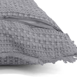 Velosso Luxury Waffle Fringed Shabby Chic 43cm x 43cm Cushion Cover - Grey
