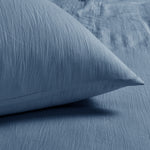 Velosso Washed Linen Look Denim Blue Duvet Cover & Pillowcase Set