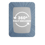 Velosso Washed Linen Look Blue Fitted Sheet