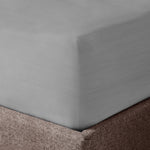 Velosso Washed Linen Look Silver Fitted Sheet