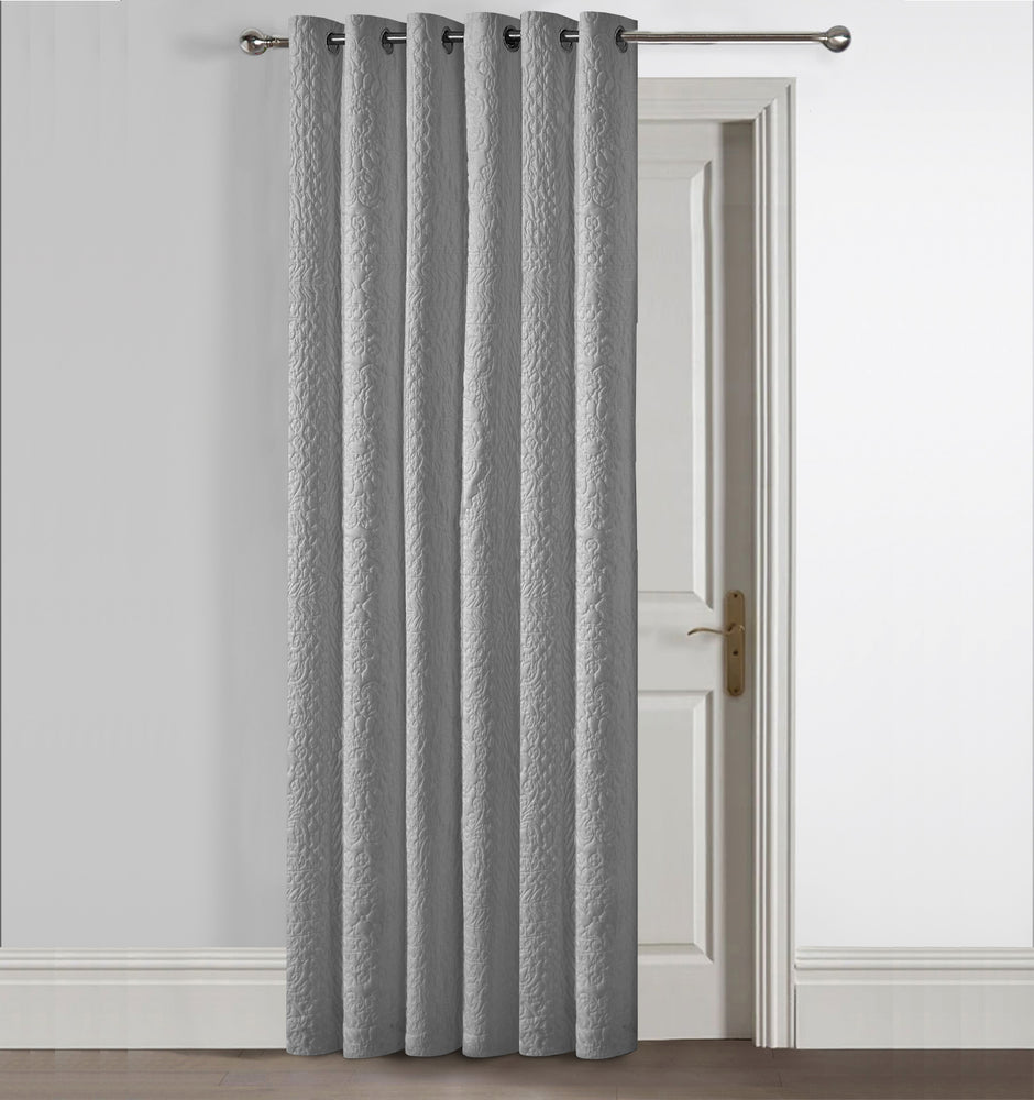 Velosso Winchester Quilted Pinsonic Blackout Door Curtain Panel - Grey