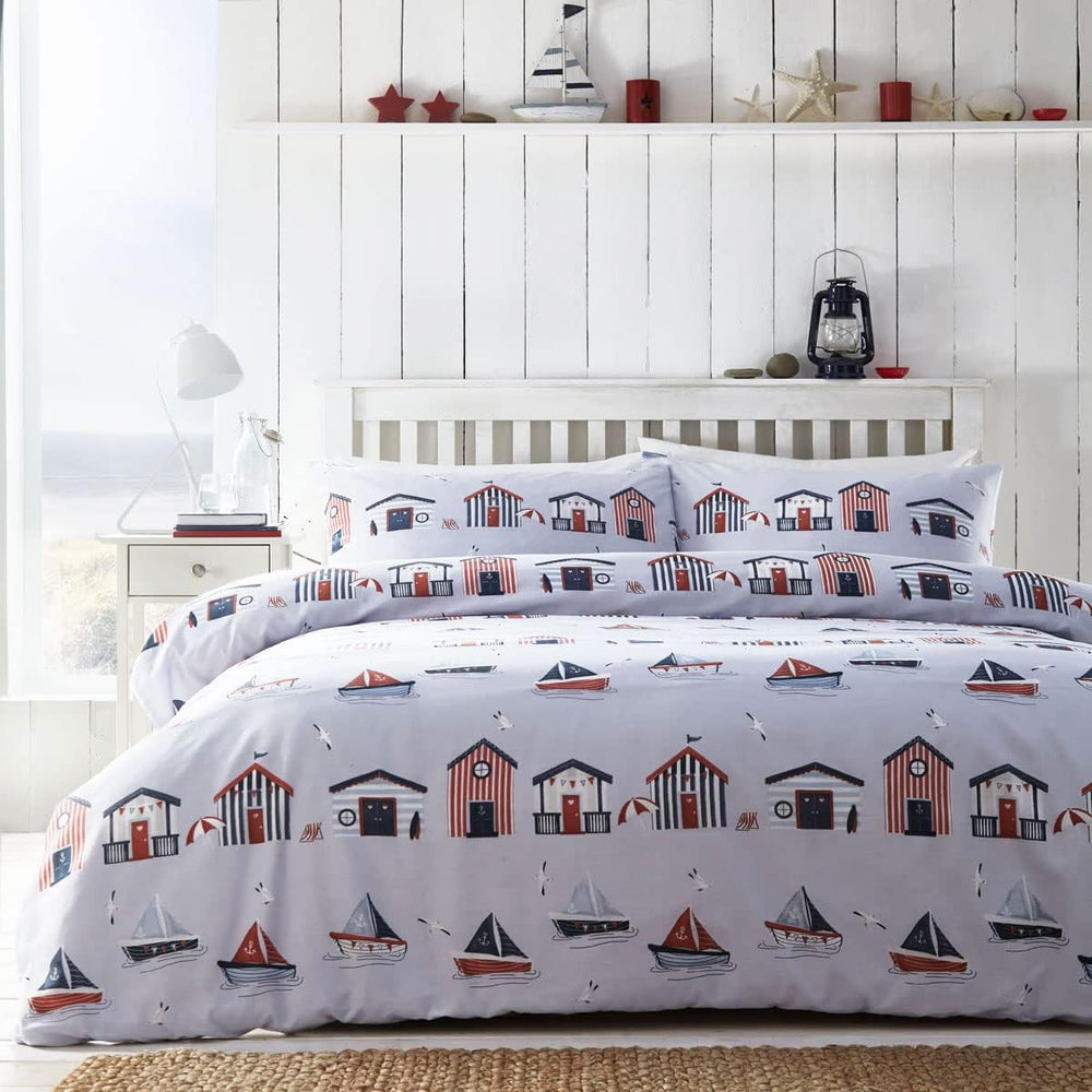 Velosso Beach Huts Reversible Duvet Cover & Pillowcase Set