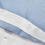 Sweet Dreams Lincoln Striped Blue Pleated Duvet Cover & Pillowcase Set