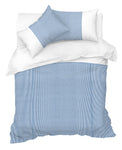 Sweet Dreams Lincoln Striped Blue Pleated Duvet Cover & Pillowcase Set