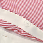 Sweet Dreams Lincoln Striped Red Pleated Duvet Cover & Pillowcase Set
