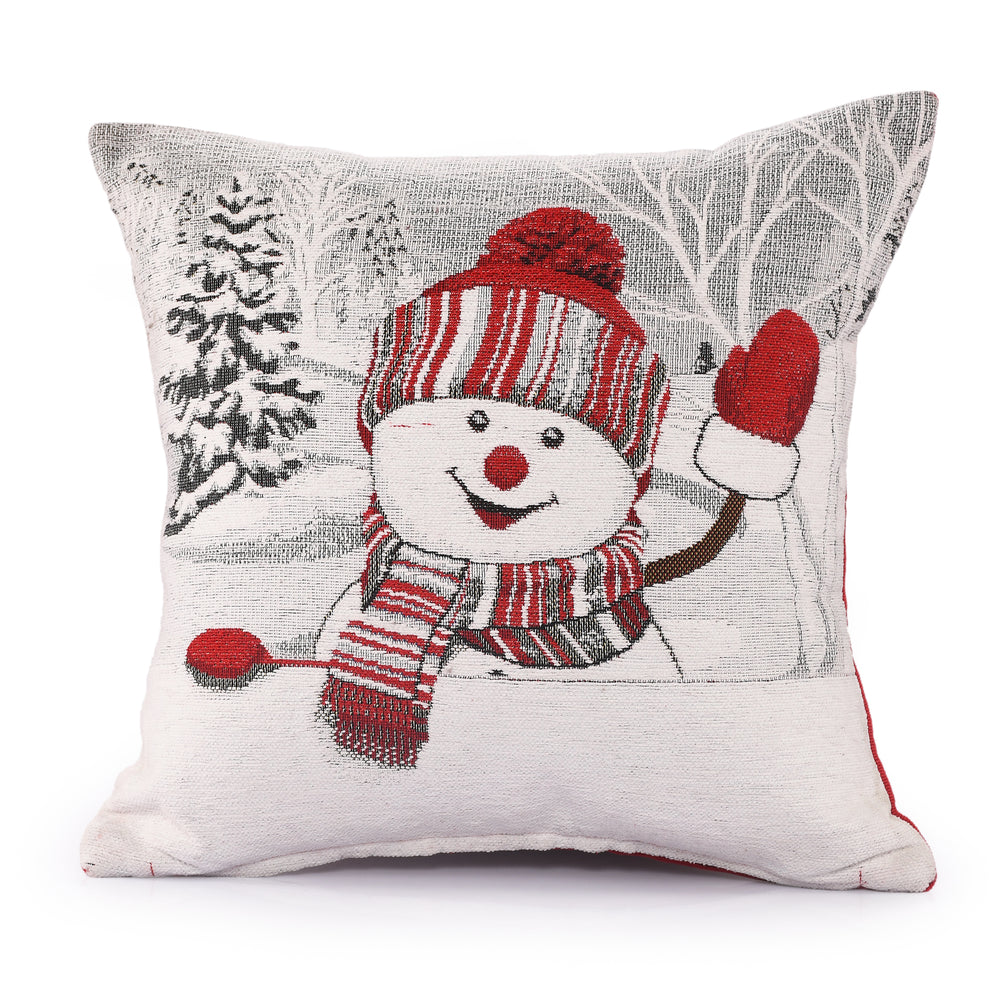 Velosso Snowman Winter Christmas Festive Chenille Filled Cushion