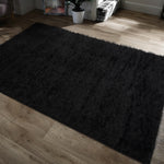 Home Republic Majestic Black Shaggy Floor Rug