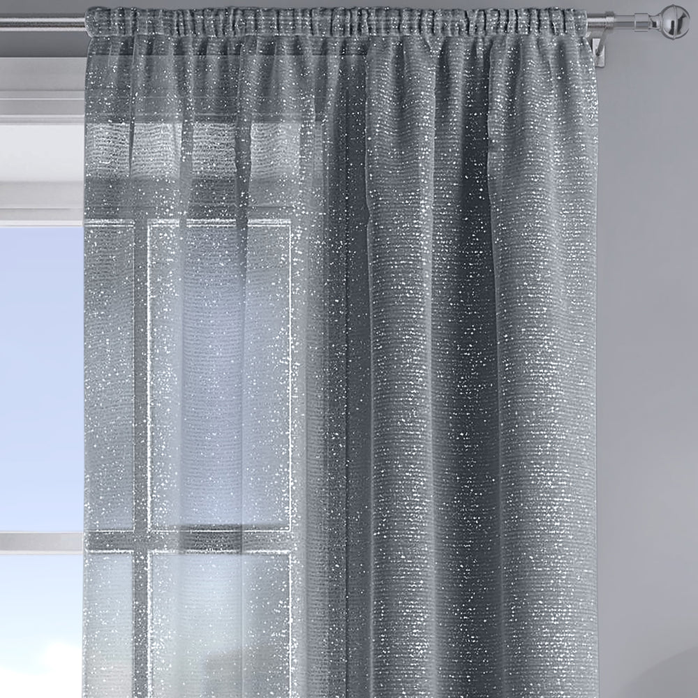 Velosso Alessandria Sparkle Charcoal Slot Top Voile Panel