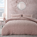 Velosso Alini Floral Embossed Dusky Duvet Cover & Pillowcase Set