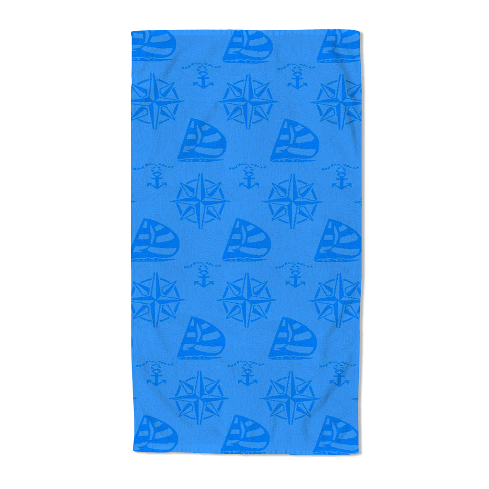 Velosso Anchor Blue Embossed Jacquard Beach Towel