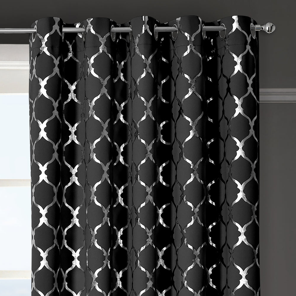 Velosso Arabesque Black Thermal Blackout Curtains