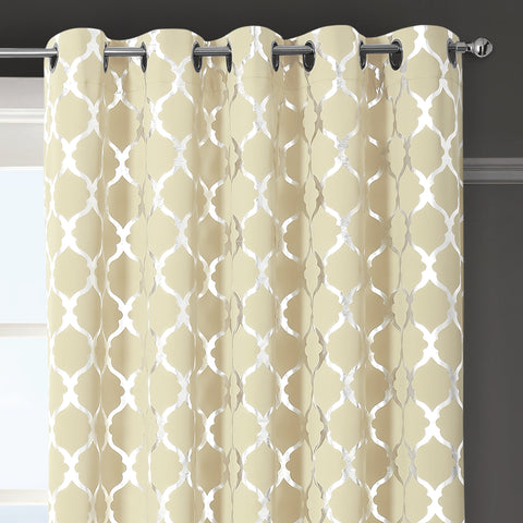 Velosso Arabesque Cream Thermal Blackout Ready Made Eyelet Curtains