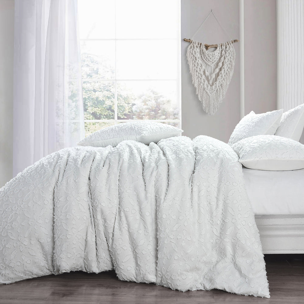 Intimates Astra Tufted White Duvet Cover & Pillowcase Set