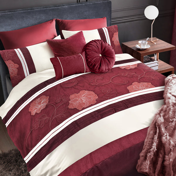 Intimates Aura Quilted Burgundy Duvet Cover Set | Linens Online