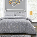 Velosso Autumn Branches Grey Duvet Cover & Pillowcase Set