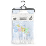 My Little World Nursery Baby Embroidered Shawl Blue