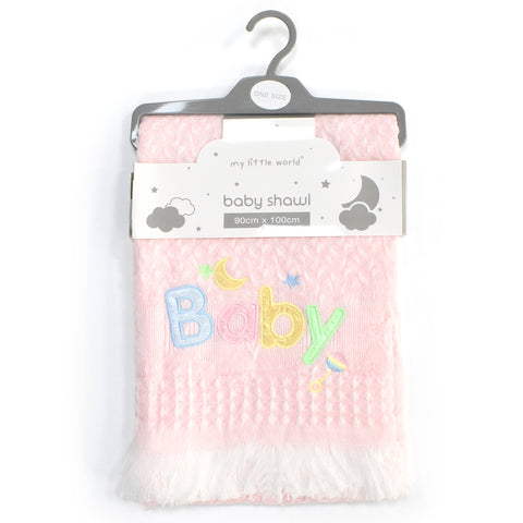 My Little World Baby Embroidered Shawl Pink