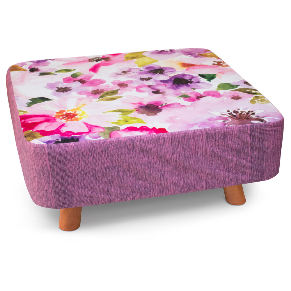 Velosso Luxury Bloom Floral Square Footstool