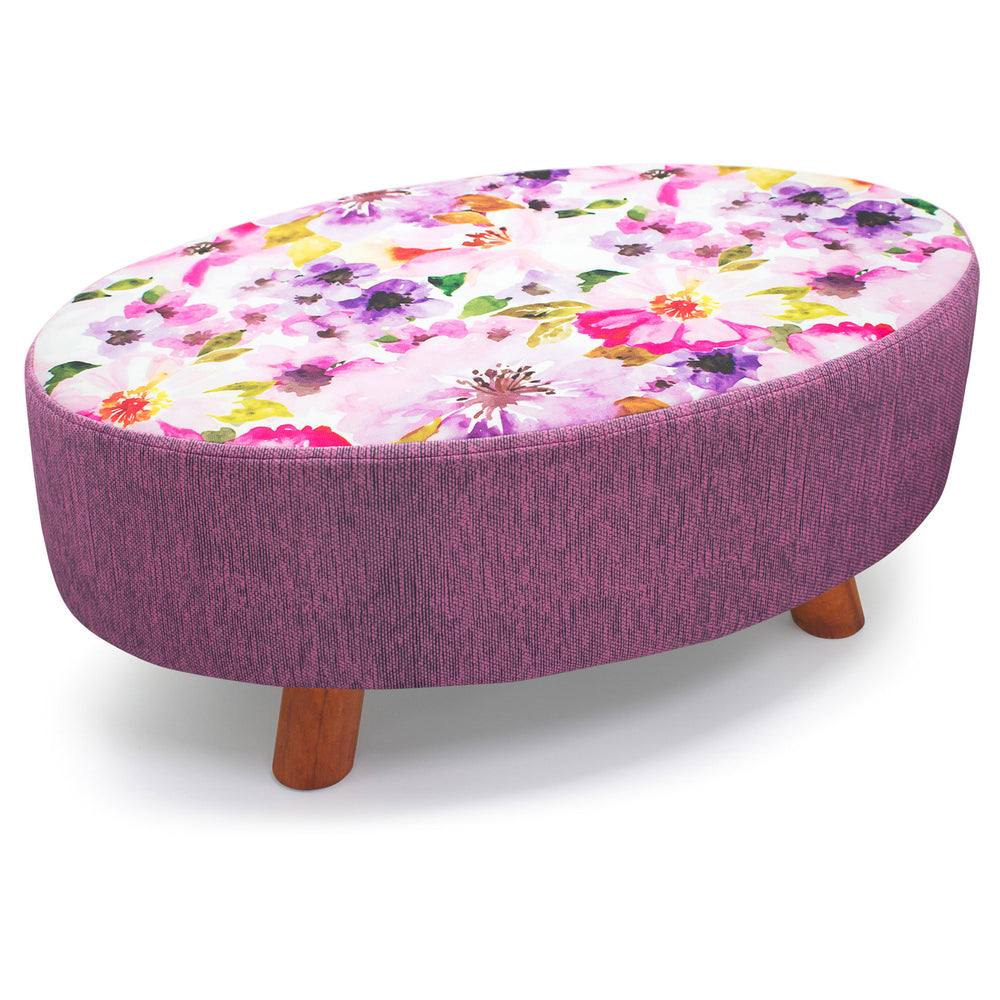 Velosso Luxury Bloom Floral Oval Footstool