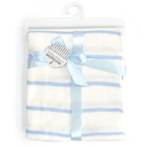 Blue Stripe Knitted Baby Shawl