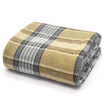 Velosso Luxury Cotton Bourbon Check Grey Ochre Tassel Throw