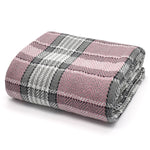 Velosso Luxury Cotton Bourbon Check Pink Grey Tassel Throw