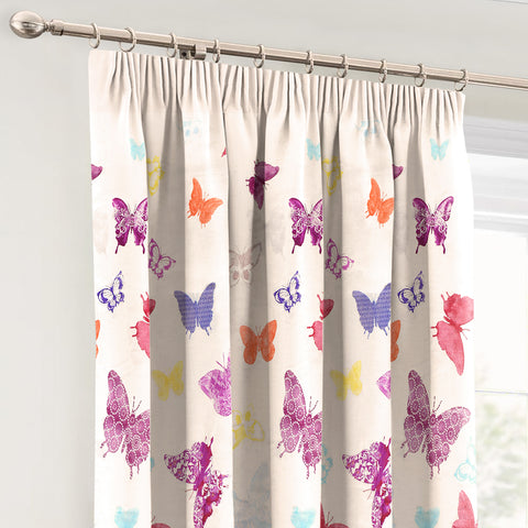 Velosso Butterfly Multicoloured Pencil Pleat Curtains