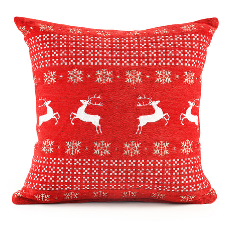 Dancing Stags Christmas Festive Chenille Cushion Cover