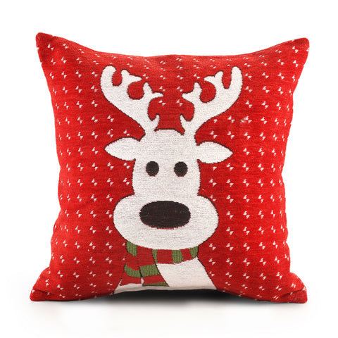 White Reindeer Christmas Festive Chenille Cushion Cover