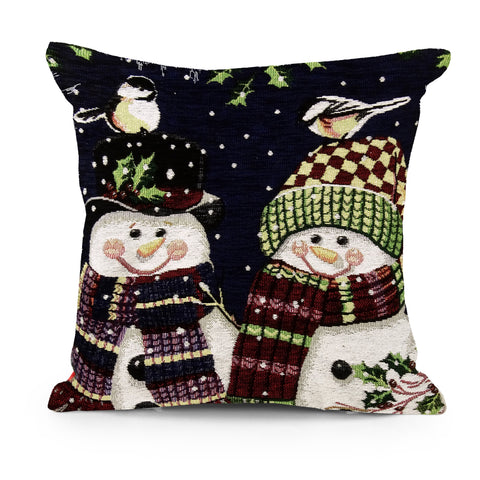 Velosso Happy Snowman Christmas Festive Chenille Cushion Cover