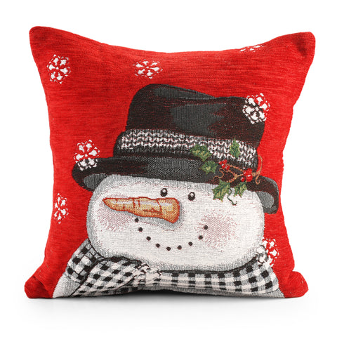 Velosso Winter Snowman Christmas Festive Chenille Cushion Cover