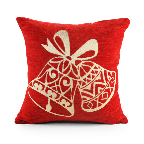 Merry Bells Christmas Festive Chenille Cushion Cover