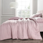 Velosso Calais Crinkle Pleated Pink Duvet Cover & Pillowcase Set