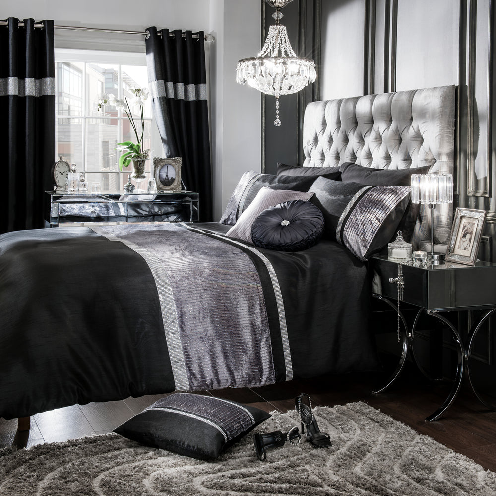 Intimates Chanelle Diamante Black Crushed Velvet Bedding Set